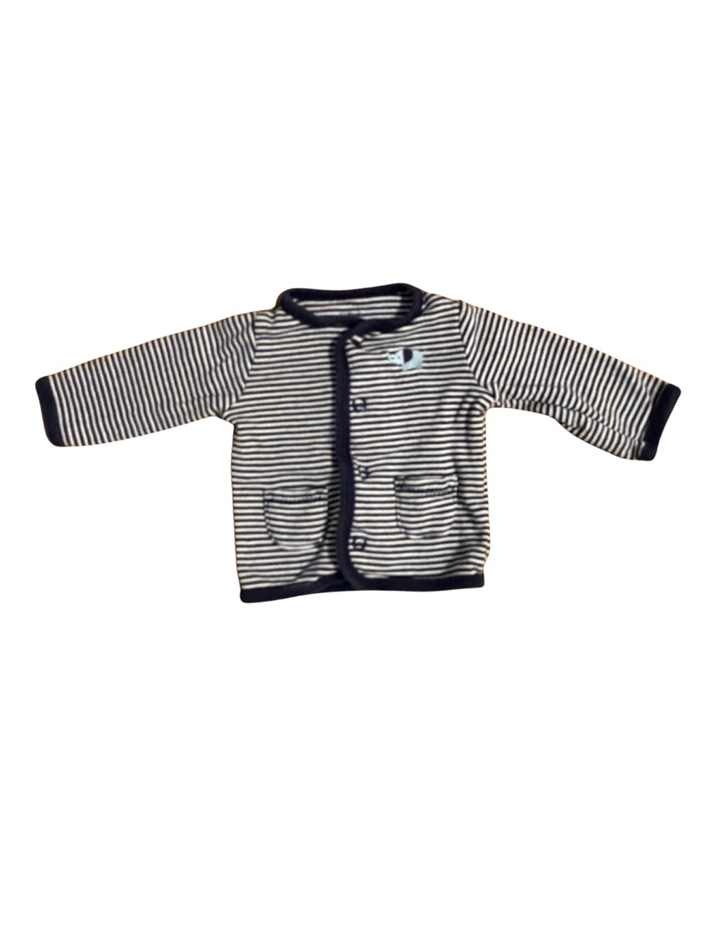 Carter's Navy and White Striped Baby Cardigan with Elephant Patch